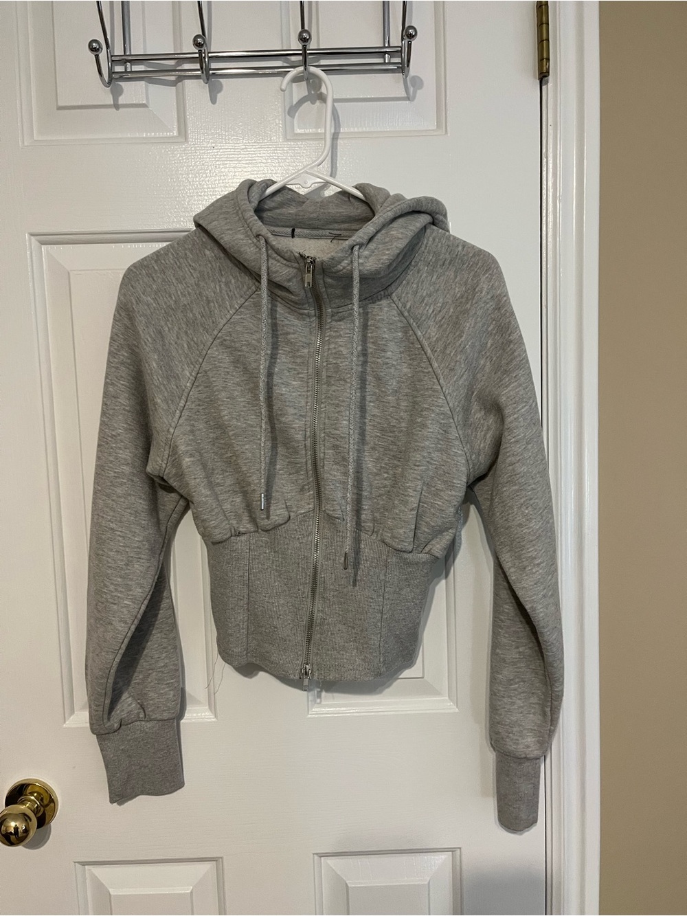 Fashion Nova Heather Gray Cropped Zip-Up Hoodie